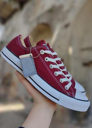 Converse all star! бордові червоні кеди кросівки сліпони конверси