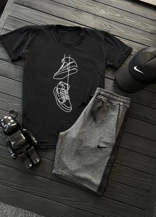 Летный серый спортивный костюм комплект с принтом nike летний черный спортивный костюм nike футболка шорты найк