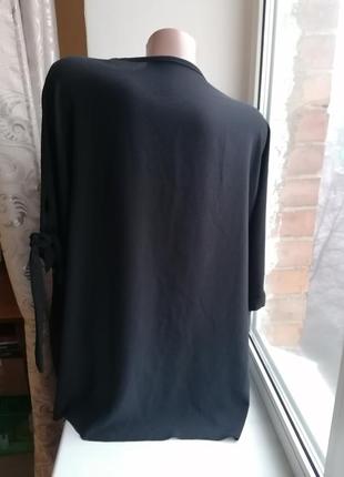 Трендова чорна блузка з кільцями супер батал великий розмір італія (к003)5 фото