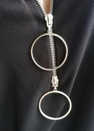 Трендовая черная блузка с кольцами супер батал большой размер италия (к003)7 фото