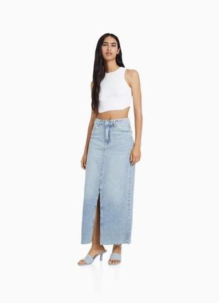 Джинсовая юбка макси миди длинная bershka