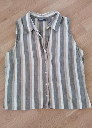 Блуза, льон, в смужку, пастельних кольорів, р.36, 38