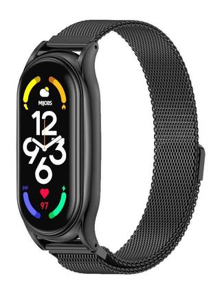 Металевий ремінець міланська петля milano jobs magnet для xiaomi mi band 7 чорний (mrk2326)
