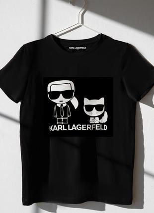 Женская футболка оверсайз oversize karl lagerfeld карл лагерфельд чёрная