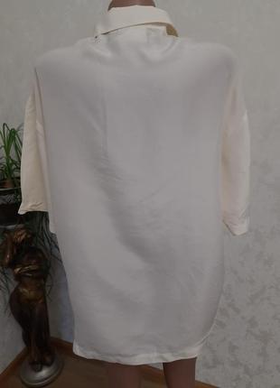 Ніжна вінтажна пряма сорочка блуза з вишивкою 100% шовк5 фото