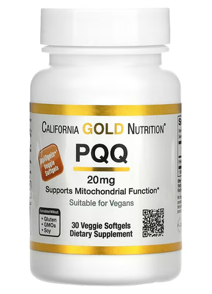 California gold nutrition, піролохінолінхінон, 20 мг, 30 рослинних капсул