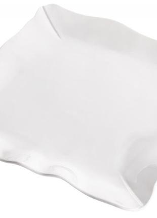 Тарілки квадратні white city хвиля 26х26см, набір 2 порцелянові тарілки