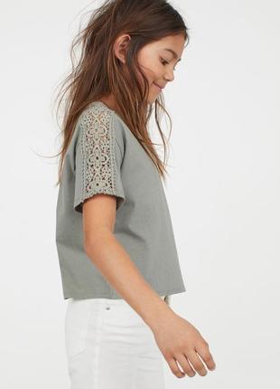 Топ, футболочка хаки девочке 8/10 лет от h&m