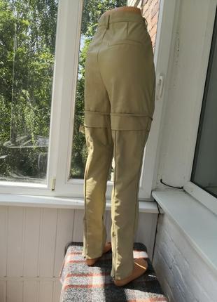 Стильные кожаные бежевые  штаны7 фото