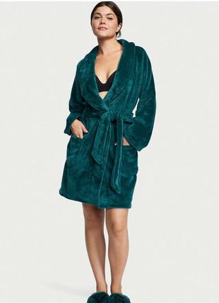 Жіночий халат victoria's secret плюшевий колір зелений (xs-s)3 фото