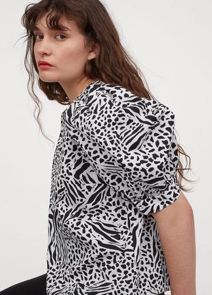 H&m хлопковая  блуза с рукавами-буфы xs2 фото
