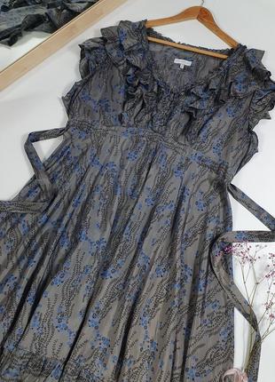 Легкое платье миди с поясом3 фото