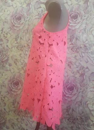 Летнее/пляжное розовое кружевное платье3 фото