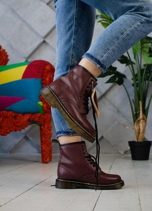 🌹dr martens bordo🌹женские демисезонные бордовые ботинки. мартенс осенние