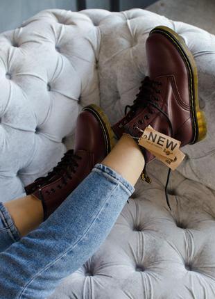 🌹dr martens bordo🌹женские демисезонные бордовые ботинки. мартенс осенние7 фото