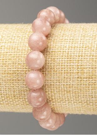 Браслет на резинці полуничний кварц (іміт. акрил) гладка кулька d-10мм +- l-18см+-