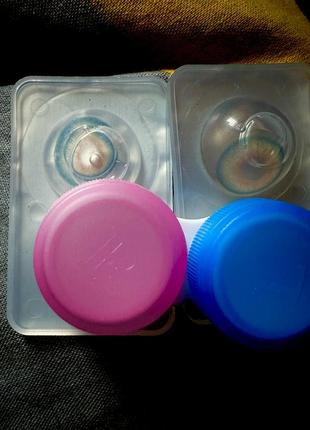 Многоразовые косметические контактные линзы + кейс полное перекрытие без диоприй цена за пару3 фото
