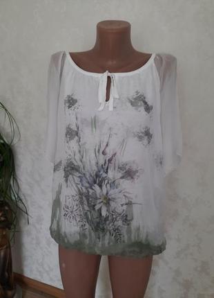 Шелковая блуза цветочный принт на вискозной подкладке шелк италия2 фото