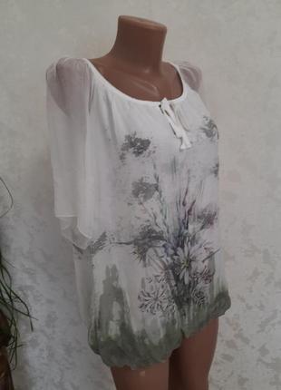 Шелковая блуза цветочный принт на вискозной подкладке шелк италия3 фото