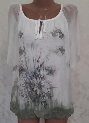 Шелковая блуза цветочный принт на вискозной подкладке шелк италия