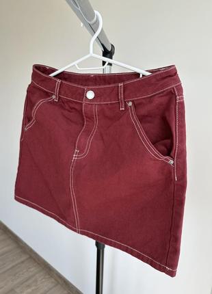 Джинсовая деним мини юбка короткая hm