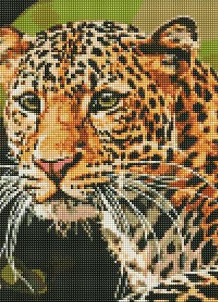 Набор алмазная мозаика набір з алмазною мозаїкою "зеленоокий леопард" 40х50см