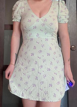 Легкое летнее платье, рукава фонарики, вискоза,м-л, платье в цветочный принт