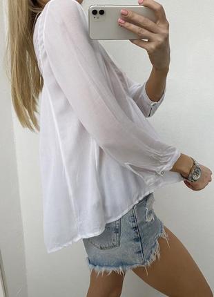 Воздушная натуральная белая туника блуза рубашка бохо этно9 фото