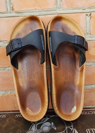 Birkenstock унисекс шлепанцы сандалии кожаные пробка made in germany оригинал (40)