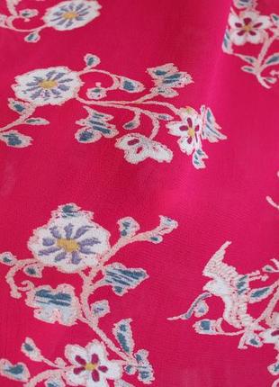 Ярко-розовая шифоновая блуза-разлетайка7 фото