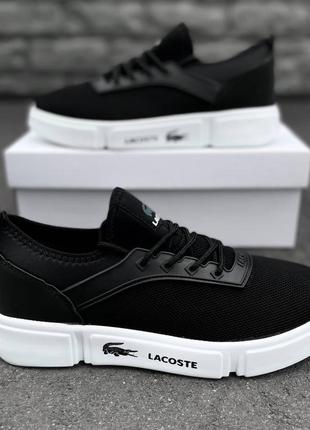 Літні чоловічі чорно-білі кросівки в сітку lacoste 🆕 кросівки лакоста6 фото