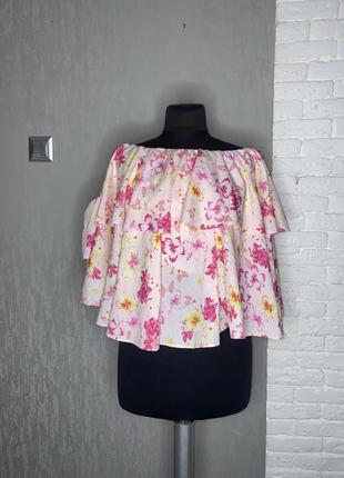 Блуза очень большого размера батал свободная блузка на резинке с обнаженными плечами boohoo, xxxl 58-60р