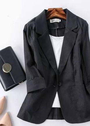Стильний класний базовий класичний зручний жіночий модний трендовий повсякденний піджак піджачок білий чорний лляний3 фото