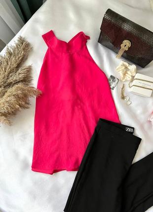 Шифоновий топ на шию фуксія zara з цікавою спинкою💝