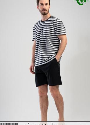 Мужская пижама футболка и шорты vienetta турция хлопок размер с м