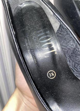 Чорні шкіряні туфлі човники hogl кожаные лодочки туфли на среднем каблуке базовые туфли с натуральной кожи4 фото