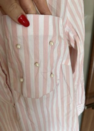 Рубашка в полоску кэжуал в стиле victoria secret размер м оверсайз  ночная рубашка пижама3 фото
