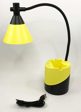 Настольная лампа на аккумуляторе taigexin tgx-l2, ночник, ячейка для ручек. цвет: желтый3 фото