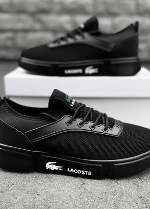 Літні чоловічі чорні кросівки в сітку lacoste 🆕 кросівки лакоста3 фото