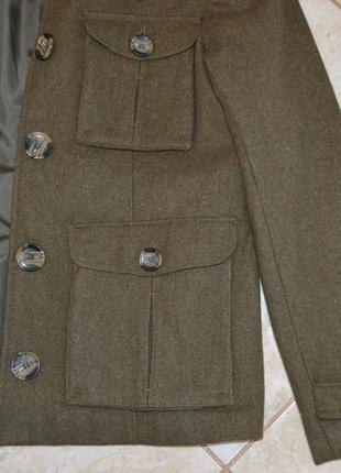 Брендовое демисезонное пальто полупальто с карманами flashlights шерсть цвет хаки этикетка8 фото