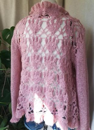 Вязаный кардиган. женская ажурная кофта. вязаный жакет
