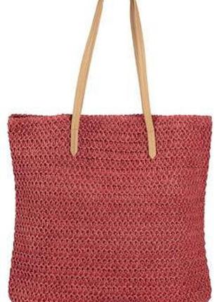 Плетена пляжна сумка, сумка-шопер 2 в 1 esmara червона