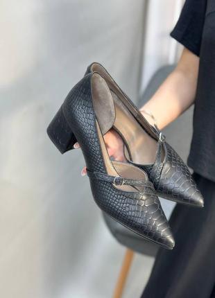 Ексклюзивні туфлі лодочки з італійської шкіри та замші жіночі на підборах