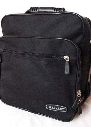 Мужская сумка через плечо вместительная барсетка портфель черная2 фото