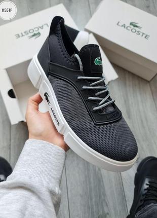 Чоловічі кросівки  lacoste 2023 темно сірі сітка