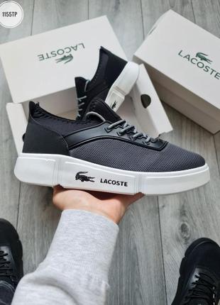 Мужские кроссовки lacoste 2023 темно серые сетка3 фото