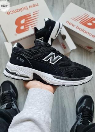 Мужские кроссовки new balance x-90 черные сетка1 фото