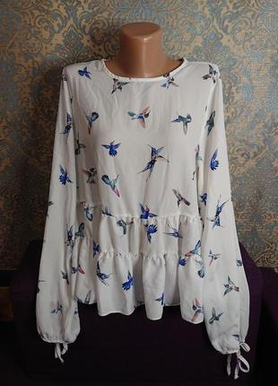 Женская блуза рисунок птиц р.48/50 блузка блузочка1 фото