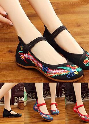 Бавовняні туфлі з вишивкою у традиційному китайському стилі жарптиця2 фото