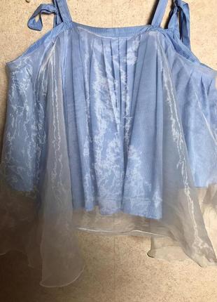 Очень оригинальная блуза с пелериной из органзы2 фото